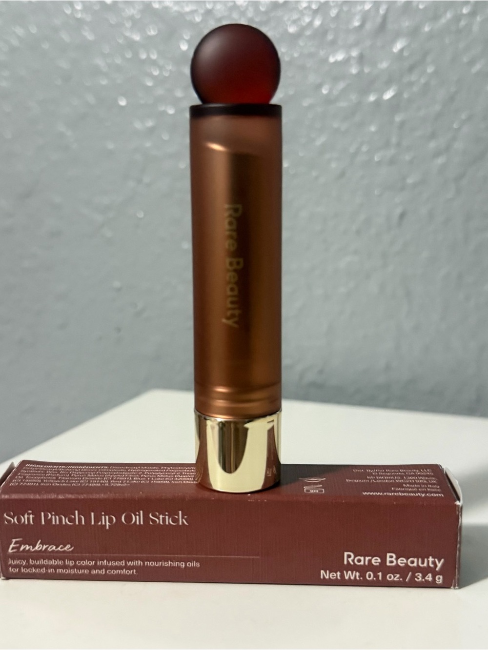 Rare Beauty Soft Pinch Lip Oil Stick — Embrace (Warm Brown)